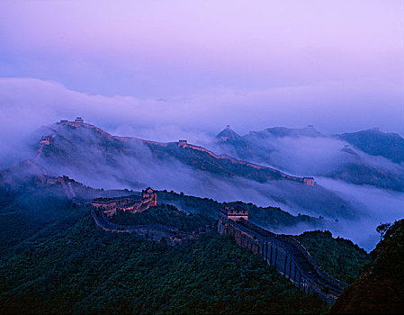 长城,雾气,中国