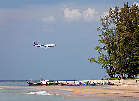 泰国,航空公司,降落,普吉岛,岛屿,泰国南部,东南亚