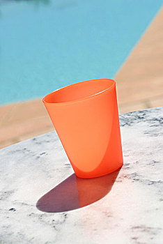 橙色,喝,大杯,大理石,桌子,水池