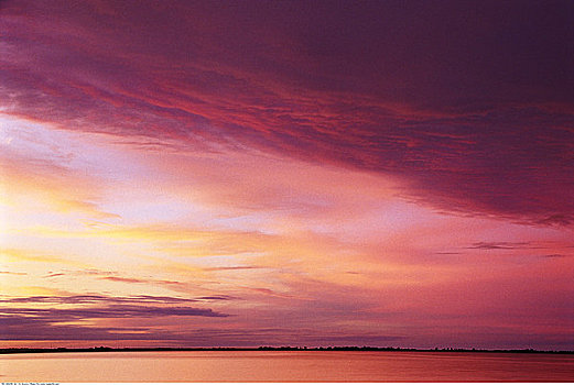 温尼伯湖,日落,曼尼托巴,加拿大