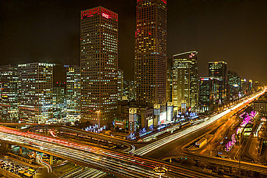 北京cbd地区夜景