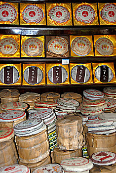 茶,存储,包装,销售,蛋糕,竹子,丽江,云南,共和国,亚洲