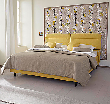 黄色,床,遮盖,框架,日式,壁纸