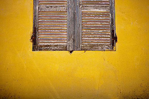 木质,百叶窗,黄色,墙,达喀尔,塞内加尔
