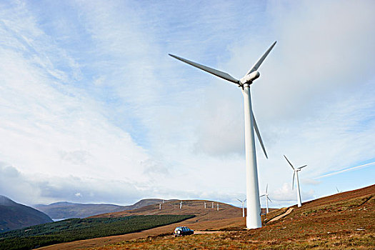 风轮机,山顶,苏格兰