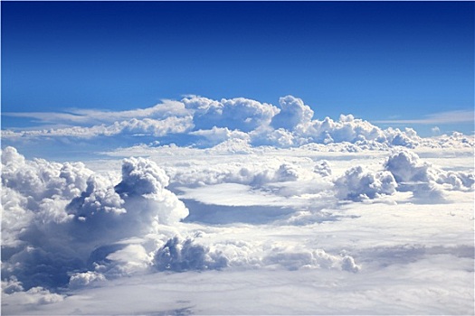 蓝天,俯视,飞机,云