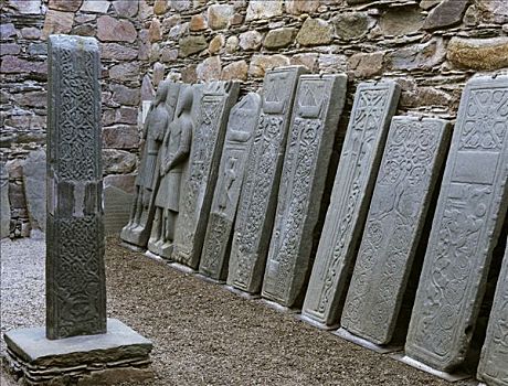 中世纪,墓碑,小教堂,半岛,苏格兰,英国,欧洲