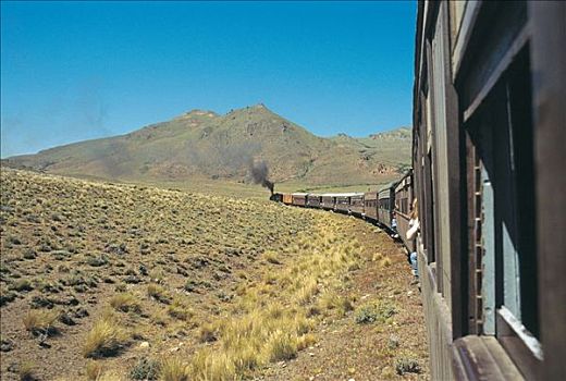 蒸汽机车,风景,铁路,草原,巴塔哥尼亚,阿根廷,南美