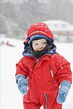 小男孩,玩雪,波特兰,俄勒冈,美国