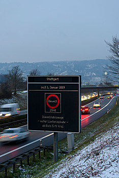 信息牌,禁止,驾驶,柴油,交通工具,斯图加特,巴登符腾堡,德国,欧洲