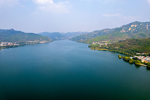 航拍济南锦绣川水库