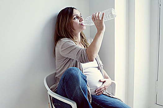 孕妇,饮用水,瓶子