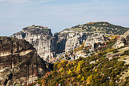 寺院,栖息,上面,悬崖,米特奥拉,希腊