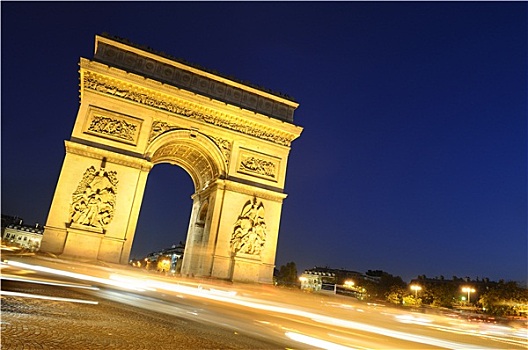 凯旋门,夜晚,巴黎,法国