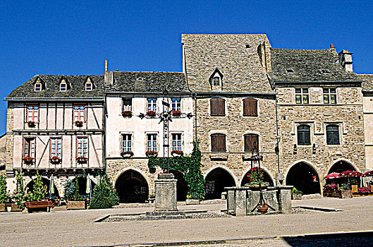 法国,阿韦龙省,中世纪,乡村,13世纪,拱廊,广场