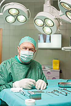 外科,坐,正面,手术工具,房间