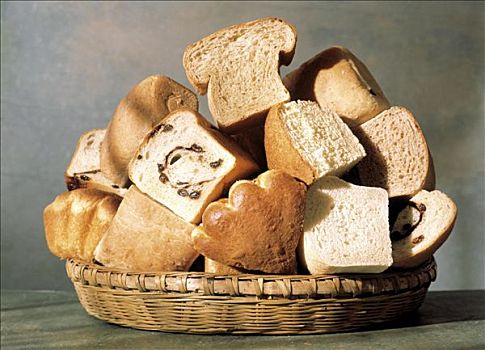 种类,长条面包,篮子