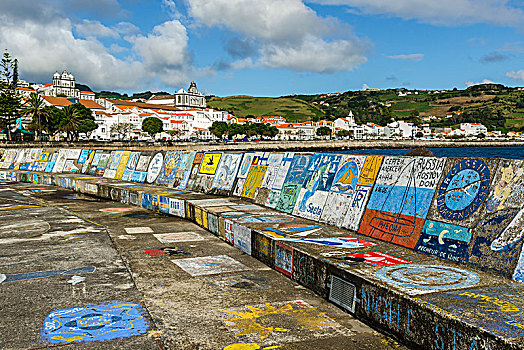 涂绘,港口,墙壁,涂鸦,岛屿,法亚尔,亚速尔群岛,葡萄牙,欧洲