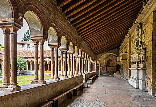 回廊,教堂,马焦雷湖,建造,13世纪,维罗纳,威尼托,意大利,欧洲