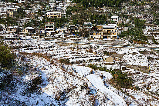 山村,雪景,冬季
