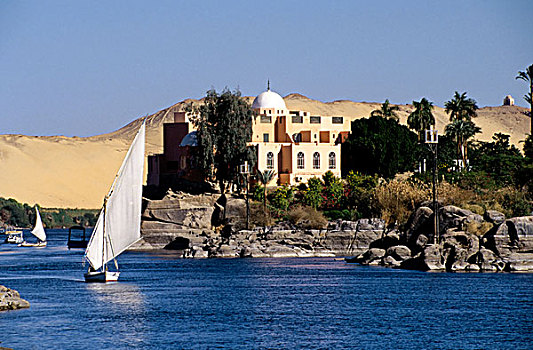 埃及,阿斯旺,尼罗河,三桅帆船,医学,旅游胜地,背景