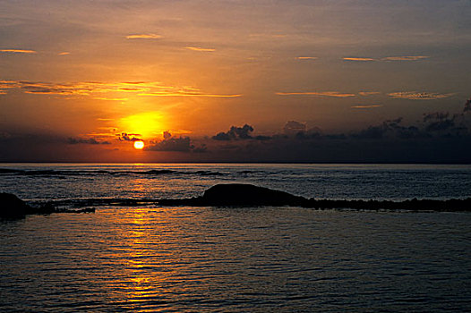 马尔代夫,泰姬陵,珊瑚礁,胜地,日落