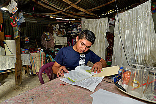 青少年,17岁,家庭作业,小屋,贫民窟,意大利,圣萨尔瓦多,萨尔瓦多,北美