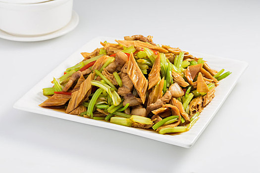 中式家常菜肴芹菜炒腐竹