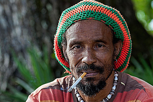 男人,帽子,烟,香烟,头像,拉迪格岛,塞舌尔,非洲