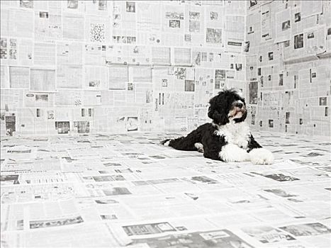 葡萄牙,水,狗,房间,遮盖,报纸
