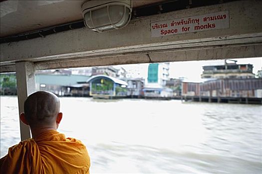 和尚,河船,出租车,泰国
