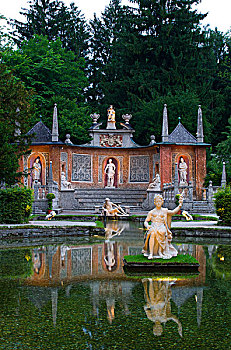喷泉,罗马,剧院,城堡,海尔布伦,宫殿,萨尔茨堡,奥地利,欧洲
