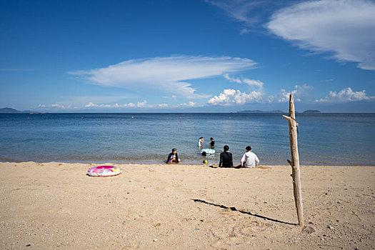 女孩,游泳,海滩