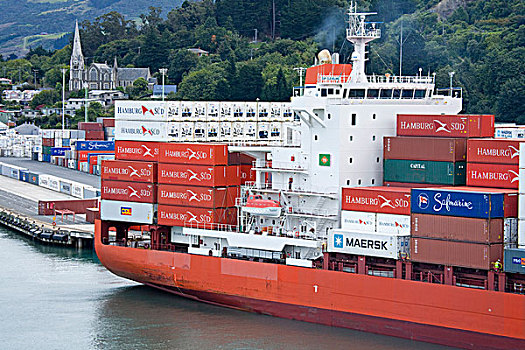 集装箱船,港口,奥塔哥,区域,南岛,新西兰