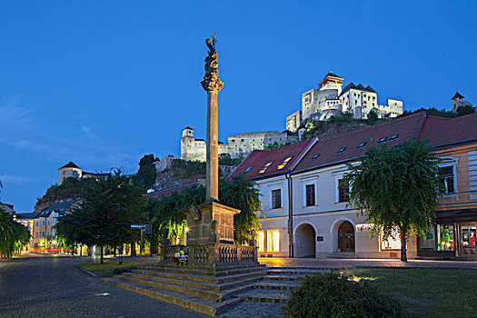 纪念建筑,广场,城堡,黄昏,区域,斯洛伐克
