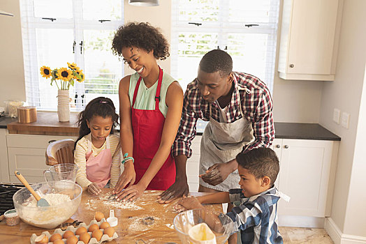 美国黑人,家庭,烘制,饼干,厨房