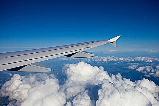 翼,飞机,云,蓝天,举起,航空