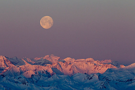 风景,夜晚,冬天,阿勒堡,阿尔卑斯山,提洛尔,奥地利