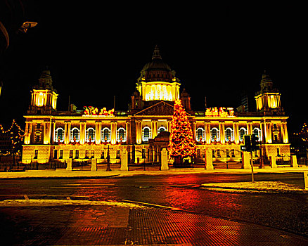 贝尔法斯特,市政厅,爱尔兰,圣诞节