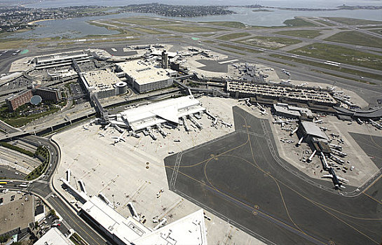 美国,马萨诸塞,波士顿,机场,俯视图