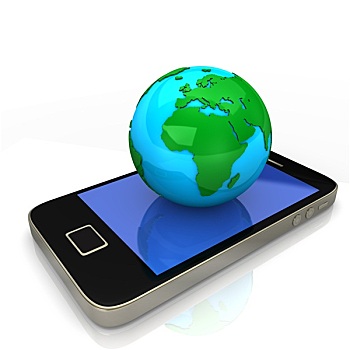 智能手机,蓝色,绿色,地球