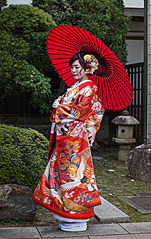 日本,冈山,城市,日本人,女孩,传统服装