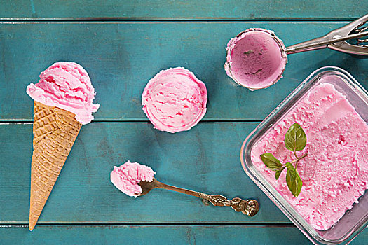 俯视,粉色,冰淇淋