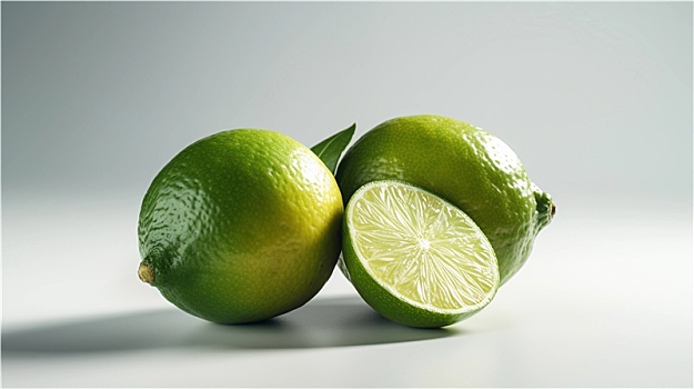新鲜可口美味的绿色柠檬