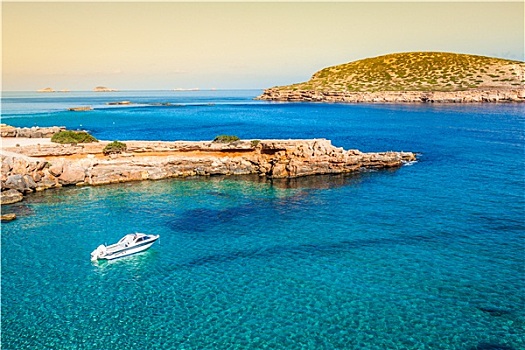 漂亮,岛屿,青绿色,水,伊比萨岛,西班牙