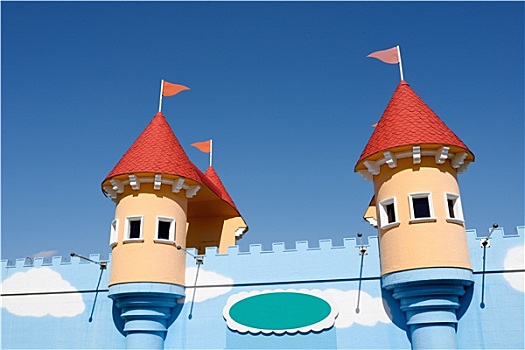 游乐园,城堡,蓝天背景