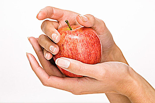 女人,手,拿着,苹果
