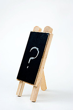 小,木头,黑板,疑问,隔绝,白色背景