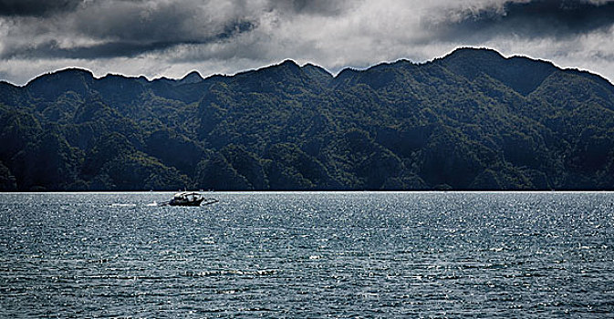 船,菲律宾,蛇,岛屿,靠近,爱妮岛,巴拉望岛,漂亮,全景,海岸线,海洋,石头