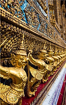 玉佛寺,金色,装饰,小雕像,寺院,曼谷,泰国